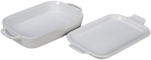 Le Creuset Stoneware Rectangular Dish with Platter Lid, 14 3/4" X 9", White