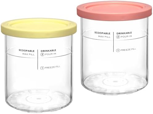Replacement for Ninja Creami Deluxe Pints and Lids 4 Pack,Compatible with Ninja Creami 11-in-1 NC501 NC500 Series Deluxe Ice Cream Maker,24oz Deluxe XL Cups(Yellow,Pink)