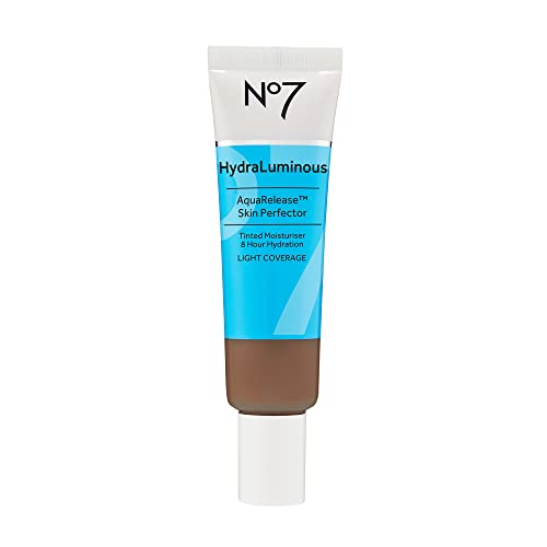 No7 HydraLuminous Skin Tint Perfector - Aqua Release Tinted Moisturizer with a Hydrating, Lightweight Formula - Sheer to Light Coverage Face Makeup - Dark (1 Fl Oz)