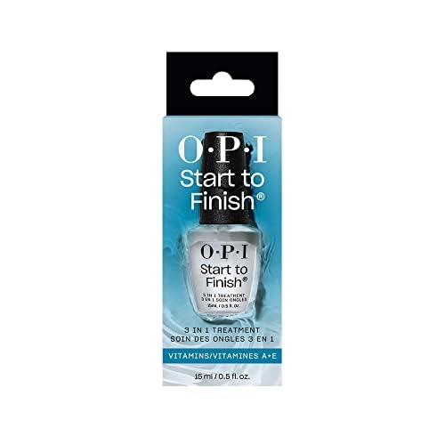 OPI Start to Finish | 3-in-1 Nail Polish Treatment, Base Coat, Top Coat, Nail Strengthener | Vitamin A & E, Vegan Formula