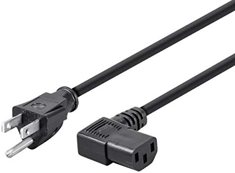 Monoprice 3ft 14AWG Right Angle Power Cord Cable w/ 3 Conductor PC Power Connector Socket (C13/5-15P) - Black
