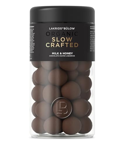 LAKRIDS BY BÜLOW - Milk & Honey - 9.35 OZ - Organic Chocolate Coated Gourmet Licorice from Scandinavia - Gluten Free & Gelatine Free - Danish Candy