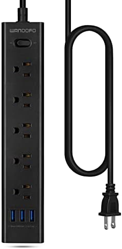 2 Prong Power Strip, 10FT Long Extension Cord Surge Protector, 5 Outlets and 3 USB, 13A/1625W, Polarized Two Prong to Three Prong Outlet Adapter Converter, Wall Mount, Black
