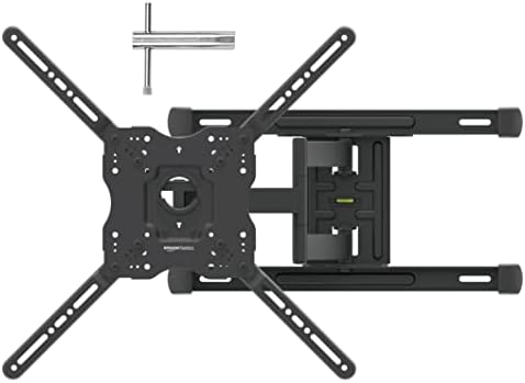 Amazon Basics Full Motion TV Wall Mount with Horizontal Post Installation Leveling for 32 to 86 inch TVs, Black