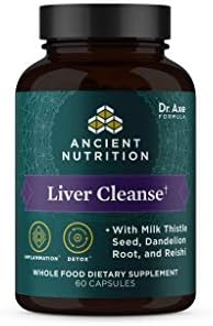 Liver Detox Supplement by Ancient Nutrition, Ancient Herbals Liver Cleanse with Milk Thistle, Dandelion Root & Reishi for Optimal Liver Support, 1300mg, Gluten Free, 60 Count