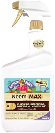 Bonide Captain Jack's Neem Max, 32 oz Ready-to-Use Spray Cold Pressed Neem Oil, Multi-Purpose Insecticide, Fungicide, Miticide and Nematicide for Organic Gardening