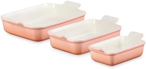 Le Creuset Stoneware Heritage Set 3 Rectangular Dishes, Peche