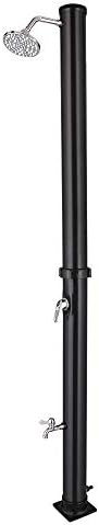 VINGLI Solar Heated Shower, 5.5 Gallon Outdoor Shower with Shower Head and Foot Shower Tap for Outdoor Backyard Poolside Beach Pool Spa,Black (5.5 Gallon)