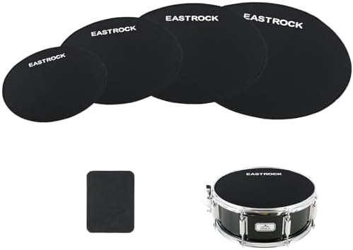 EASTROCK Drum Mute Pads Set 5 Pieces Foam Drum Silencer Pads, Fit 10”, 12”, 14”, 16" Drum, with Snare Wire Pad (Drum Mute Pad 5-Pack) (Fit 10,12,14,16" drum-5 pack)