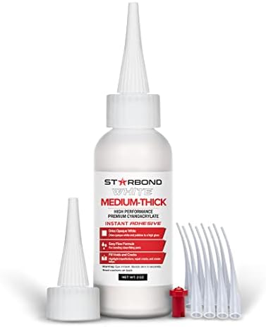 Premium Grade Cyanoacrylate (CA) Super Glue by STARBOND - 2 OZ “The Complete Kit” (56-Grams) White Heavy Medium CA Glue (Medium Thick) for Marble, Granite, and Quartz Repair, 3D Printing