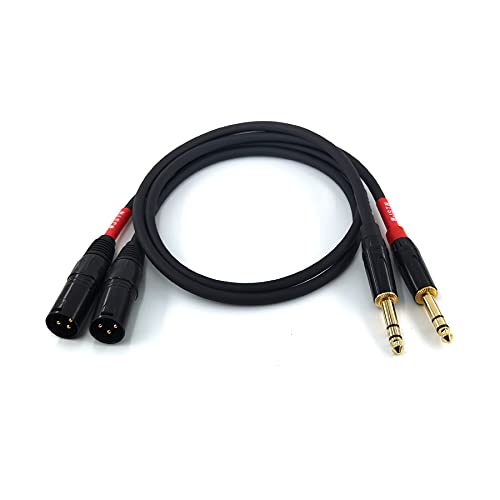 024 1/4 Inch TRS to XLR Male Cable, Balanced 6.35mm TRS Plug to 3-pin XLR Male, Quarter inch TRS Male to XLR Male Microphone Cable (2FT)