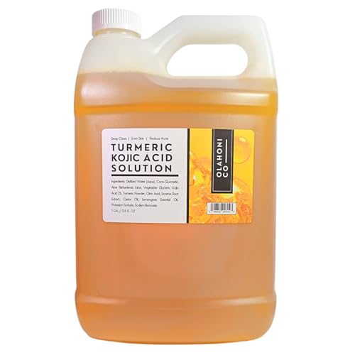 1 Gallon - Turmeric & Kojic Acid Solution for Discoloration, Dark Spots, Acne Scars, Uneven Skin. Deep Clean & Unclog Pores, Brighten, Glow & Smooth Skin.