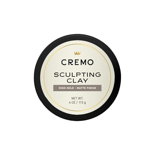Cremo Mens Hair Clay, Premium Barber Grade Sculpting Clay for Hair Styling, High Hold, Matte Finish, 4 Oz
