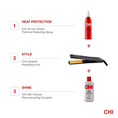 CHI Original Ceramic Flat Iron, Flat Iron For A Smooth Finish, Ceramic Floating Plates, Quick Heat Up, Analog On/Off Switch, 1" Iron Black