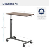 Drive Medical 13067 Adjustable Non Tilt Top Overbed Table With Wheels for Hospital and Home Use, Standing Desk, Walnut