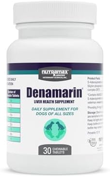 Nutramax Denamarin Liver Health Supplement for Dogs, With S-Adenosylmethionine (SAMe) and Silybin, 30 Chewable Tablets