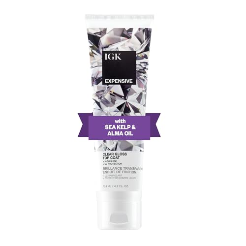 IGK EXPENSIVE Clear Gloss Top Coat | Shine + Strengthen + Smooth | Vegan + Cruelty Free | 4.2 Oz