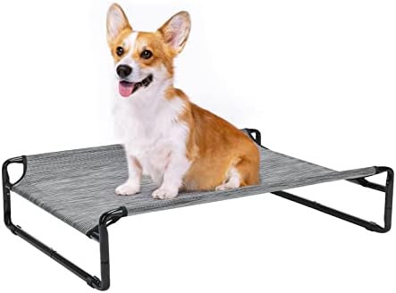 Veehoo Elevated Outdoor Dog Bed - Raised Dog Bed, Small Dog Bed, Dog Cot, Dog Beds for Small Dogs, Dog Bed Medium Size Dog, with Cooling Teslin Mesh and Anti-Slip Feet,CWC2201CP