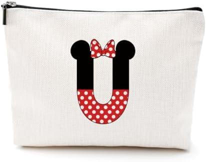 Cute Cartoon Mouse Gifts Initial A-Z Personalized Makeup Bag Monogrammed Cosmetic Bags Magic Mouse Stuff Funny Mouse Themed Gifts Mouse Lover Gifts Wizard Gifts Birthday Gifts for Women Girls (U)