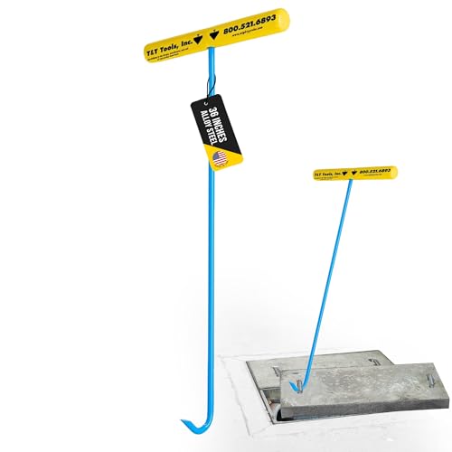 T&T Tools Heavy Duty Handy Hook – Portable 36 Inch with 3/8" Round Pump Hook End –Multipurpose Lifting and Pulling Tool for Manhole Covers, Septic Tanks, Storm Drains, Sewer Lids & More –1 Pack