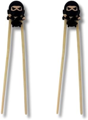 Chopstick Holder Helpers | 2- Pack Unique Assistive Chopstick Training Aid with Fun Designs | Connectors for Chopsticks | Made in USA (Ninja)
