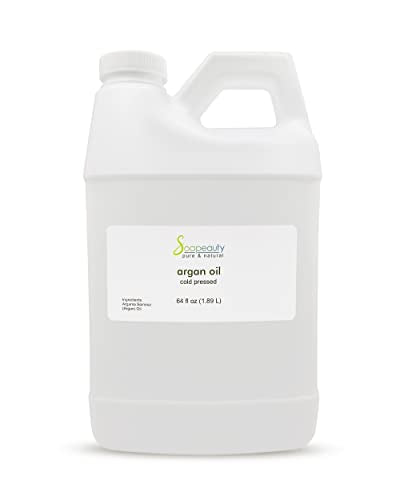 Soapeauty Cold Pressed Refined ARGAN OIL | 100% Natural & Pure | Carrier for Essential Oils, Argan Oil for Skin, Argan Oil for Hair Growth & Moisturizer | 64 fl oz