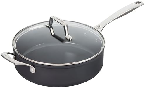 Le Creuset Essential Non-stick Ceramic Sauté Pan with Glass Lid, 4 ¼ qt.