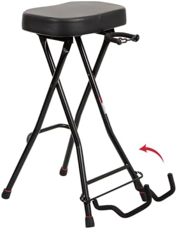 Gator Frameworks Foldable Guitar Stool with Padded Seat and Rear Mounted Guitar Hanger; (GFW-GTRSTOOL)