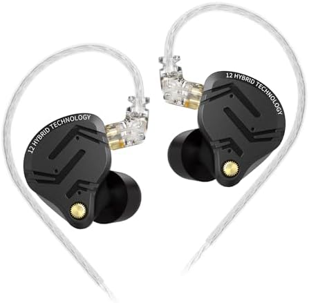 KZ ZS12 PRO X in Ear Monitor Headphones, Wired Gaming Earbuds 1DD+5BA Hybrid Driver IEM Earphone without Mic, KZ IEM in Ear Monitors for Musician Audiophile,2Pin IEM Cable, without Tuning Switch,Black