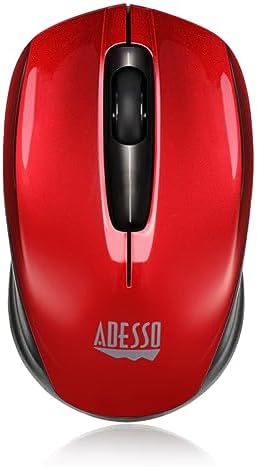 Adesso iMouse S50 Wireless Mini Mouse - 24GHz RF Technology, 1200 DPI Optical Sensor, USB Interface, Compact and Portable Design with Auto Sleep Mode (Red)