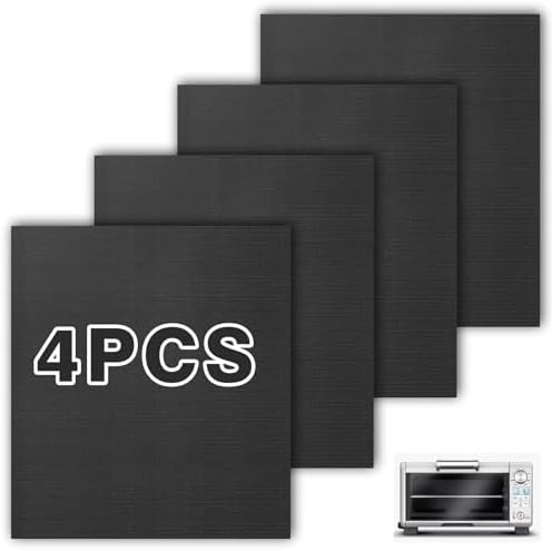 Air Fryer Oven Liners for Breville Mini Smart Oven Air Fryer, Black 4pcs Air Fryer Liners Reusable Baking Mat Compatible with Breville Mini Oven BOV450