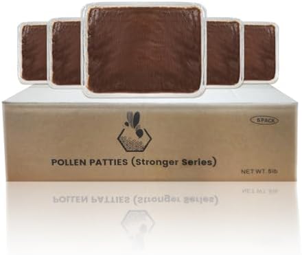 20% Natural Pollen Patties for Honey Bees, High Protein Pollen Patty to Supplemental Bee Winter and Improves Colony Health (5 Pack)