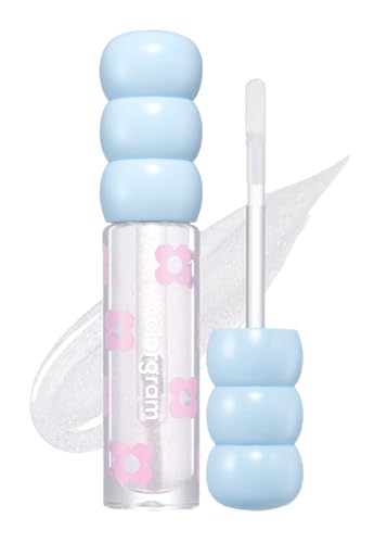 COLORGRAM Fruity Glass Tint Pearl Gloss | Long Lasting & Waterproof Lip Stain | Glossy Transparent Dewy Lip Gloss with subtle Pink Glitter, Buildable & Blendable for Glowing, Sparkling effect 0.11 Oz.