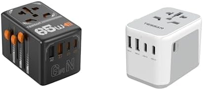 TESSAN Universal Travel Adapter, International Power Adapter, Worldwide Power Outlet for US to European EU UK AUS Ireland(Type C/G/A/I)
