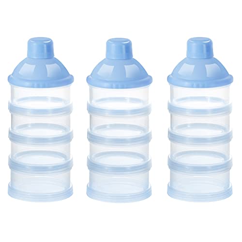 Accmor Formula Dispenser On The Go, 4 Compartments Stackable Formula Container for Travel, Baby Milk Powder Kids Snack Container, BPA Free ﻿