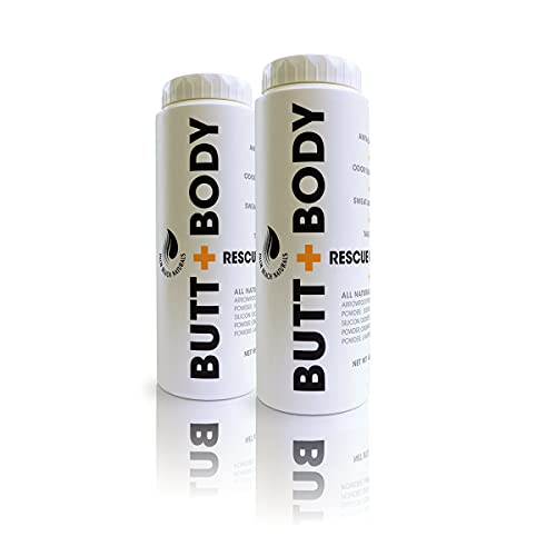 Butt & Body Rescue Powder - Whole Body Deodorant - Naturally Protects Skin & Eliminates Chafing, Rubbing, Sticking & Odors. No Talc. Made in USA - Absorbs Sweat & Keeps You Cooler. (4 Ounce - 2 Pack)
