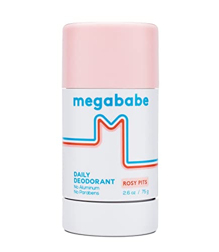 Megababe Daily Deodorant - Rosy Pits | 72 hour Odor Protection | Aluminum-Free, Clear & Clean | 2.6 oz