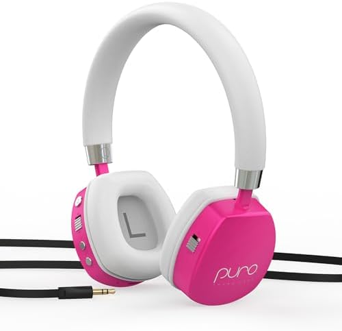 Puro Sound Labs PuroQuiet Plus Volume Limited On-Ear Active Noise Cancelling Bluetooth Headphones– Lightweight Headphones for Kids with Built-in Microphone–Safer Sound Studio-Grade Quality (Pink)
