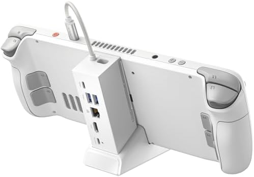 JSAUX Docking Station Compatible with ROG Ally X/ROG Ally/Steam Deck/Legion Go, 6-in-1 ROG Ally X Dock with HDMI 4K@120Hz, Gigabit Ethernet, Dual USB & USB-C 3.2 Gen 1, 100W PD Charging -HB0609 White