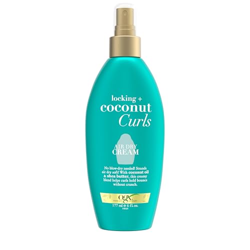 OGX Locking + Coconut Curls Air Dry Cream, No Parabens, 6 oz