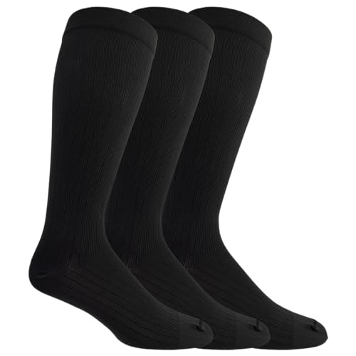 Dr. Scholl's Mens Graduated Compression Over The Calf - 2 & 3 Pair Packs Energizing Comfort And Fatigue Relief Sock, Black, 13-15 US