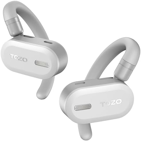 TOZO O2 True Open Ear Wireless Headphones Lightweight with Multi-Angle Adjustment, Bluetooth 5.3 Earbuds (Renewed)