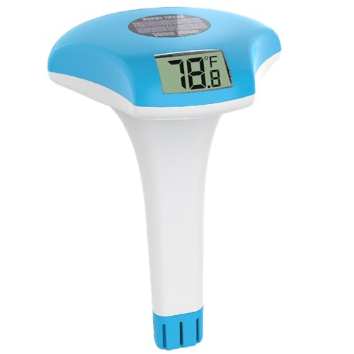 Digital Pool Thermometer – IPX-8 Waterproof Swimming Pool Thermometer Floating Easy Read, Environment-Friendly Solar-Powered Pool Temperature Gauge for Swimming Pools, Spa, Hot Tubs