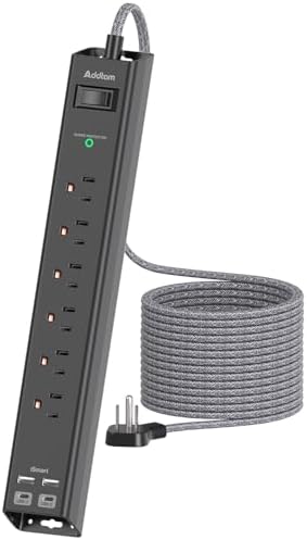 Surge Protector Power Strip 15 Ft Cord, Ultra Thin Flat Extension Cord with 6 Outlets 4 USB Ports(2 USB C), Flat Plug Power Strip, 15 Ft Long Power Cord, Home Office College Dorm Room Essentials