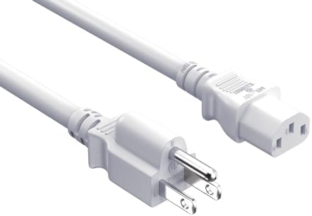 CableLeader 6ft 18 AWG Universal Power Cord IEC320 C13 to NEMA 5-15P, Extension Power Cord, Compatible with Computers, Monitors, Printers & TVs, White