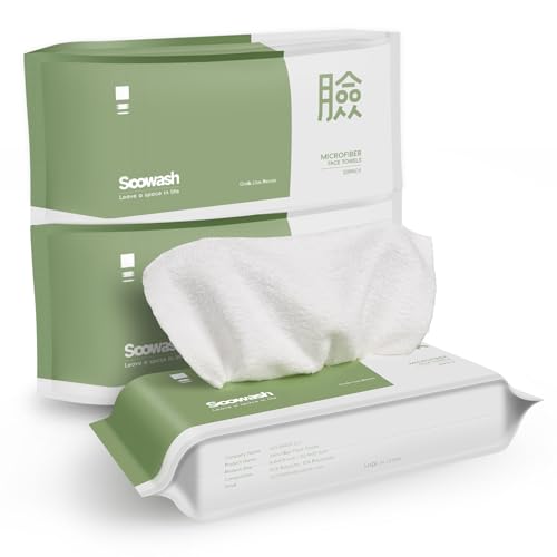 Disposable Face Towel Microfiber Silver Ion Texture of the Towels XL disposable or reusable Towels Ultra Soft Dry Wipes for All Skin Types Makeup Remover 8.8 * 8.8 inch (60 Count)