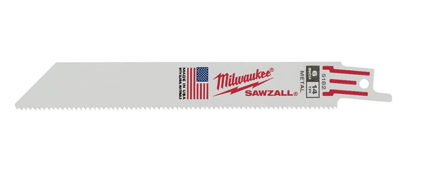 Milwaukee 48-00-5182 Super Sawzall Blade 14 Teeth per Inch 6-Inch Length (5pack)