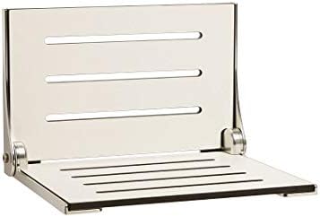 Seachrome Lift-Assist High Back Silhouette Folding Wall Mount Shower Bench Seat with White Frame