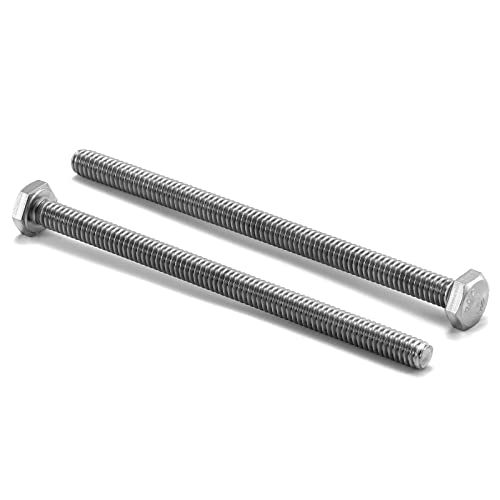5/16-18 x 4" Hex Head Screw Bolt, 20Pcs 18-8 (304) Stainless Steel, Fully Threaded, Plain Finish, by SG TZH