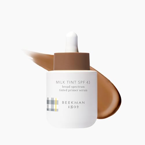Beekman 1802 Milk Tint Face SPF 43 - Oxybenzone Free - 1 oz - Tinted Mineral Sunscreen, Makeup Primer & Moisturizer - Blends Seamlessly - Good for Sensitive Skin - Cruelty Free